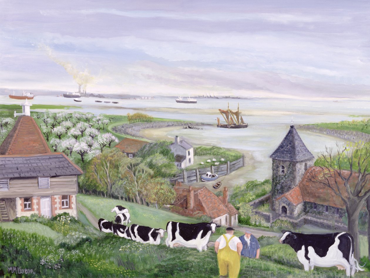 Thames Estuary Farm (olaj, vászon) alkotó: Margaret Loxton