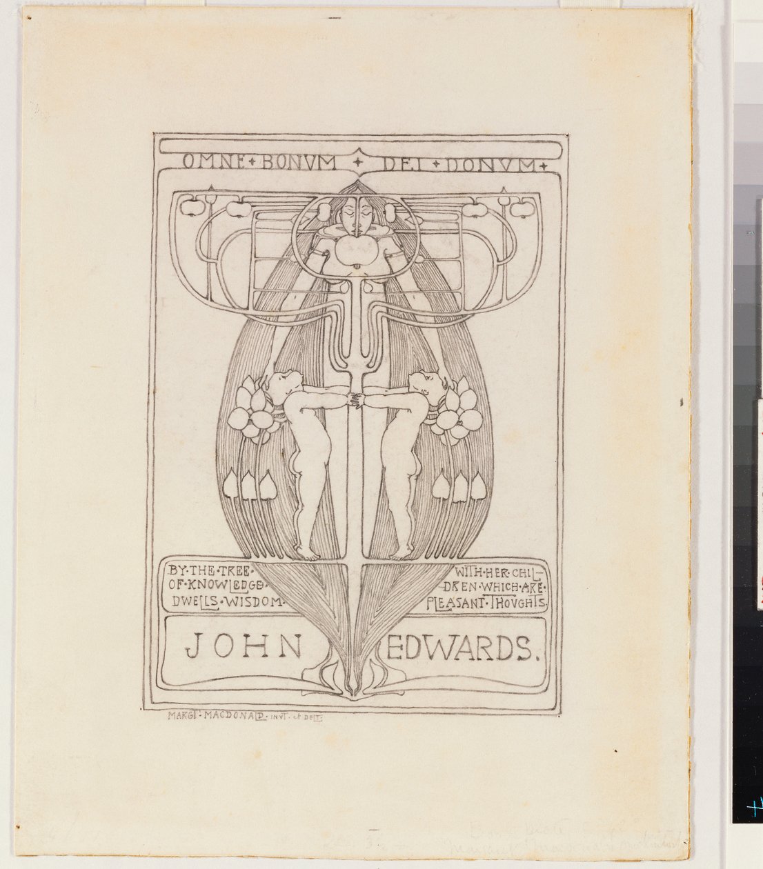 Tervezés könyvtáblához alkotó: Margaret MacDonald Mackintosh