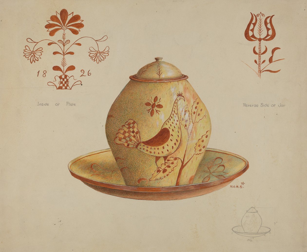 Pa. Német Fedett tégely alkotó: Margaret Stottlemeyer