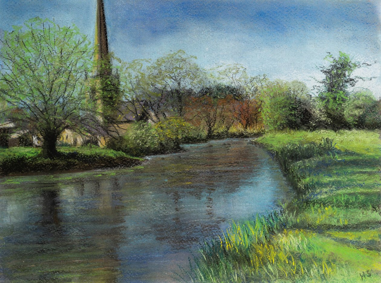 Burford templom, Cotswolds, 2020 (pasztell) alkotó: Margo Starkey