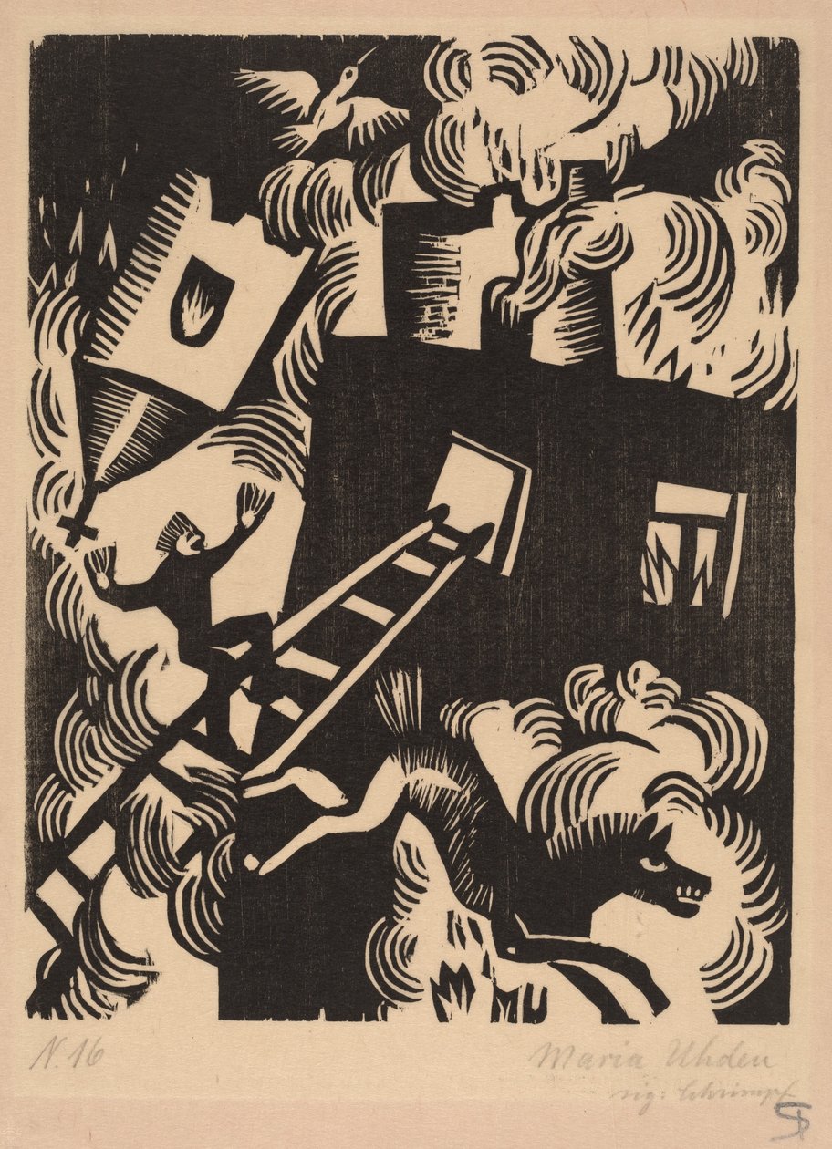 Égő ház, 1918. alkotó: Maria Uhden