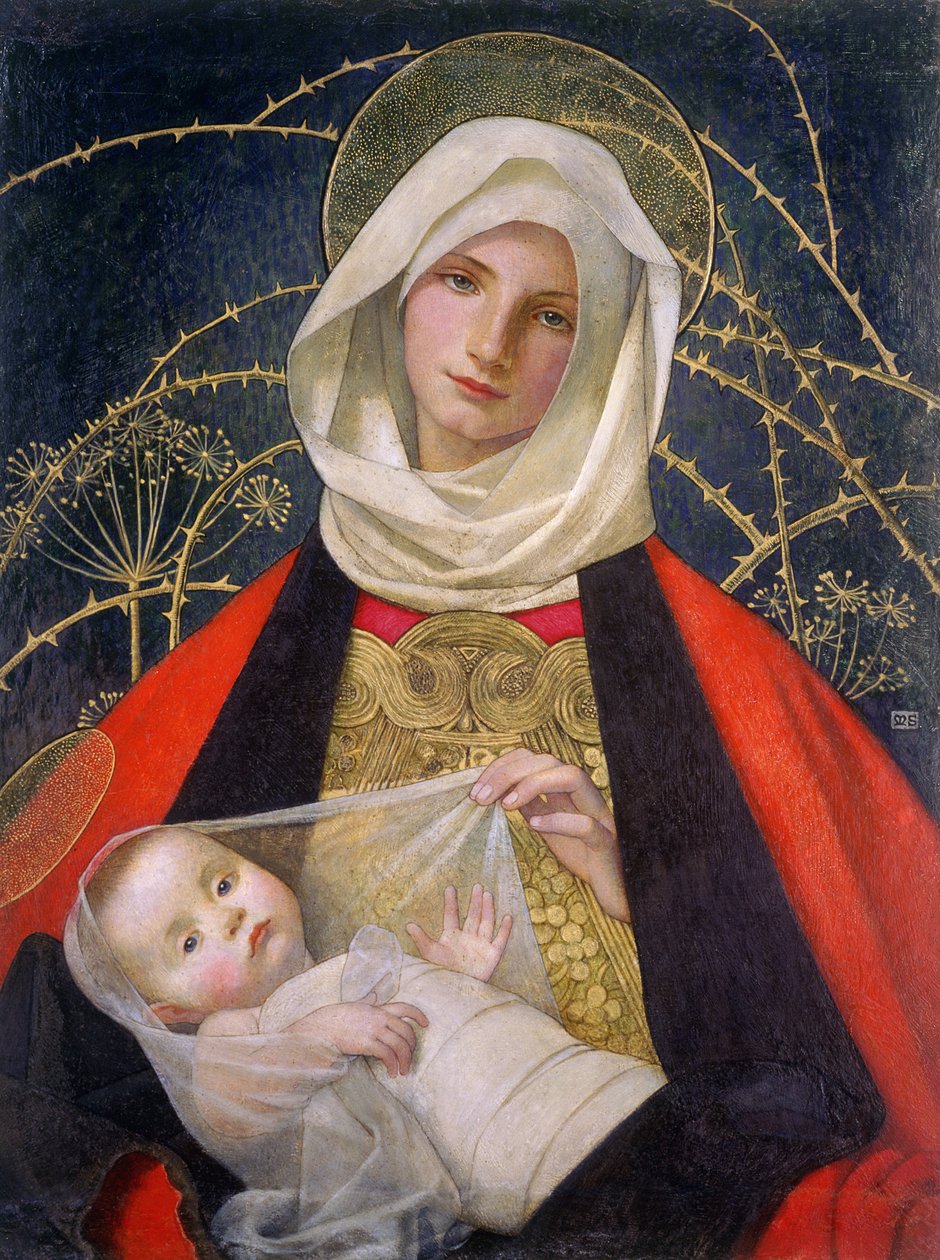 Madonna és gyermeke, 1907-08 (tempera a panelen) alkotó: Marianne Stokes