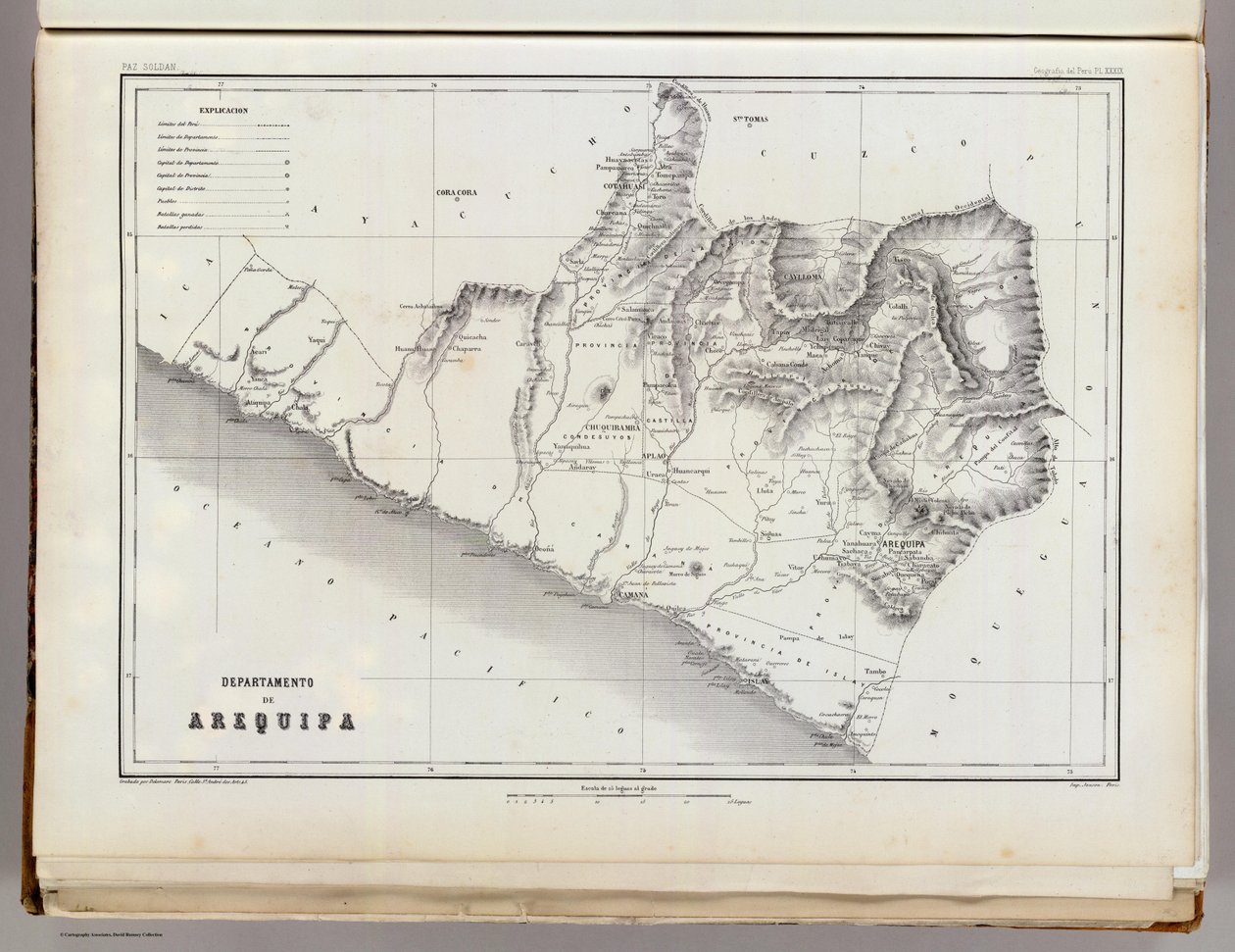 Arequipa térképe, 1865 alkotó: Mariano Felipe Paz Soldan