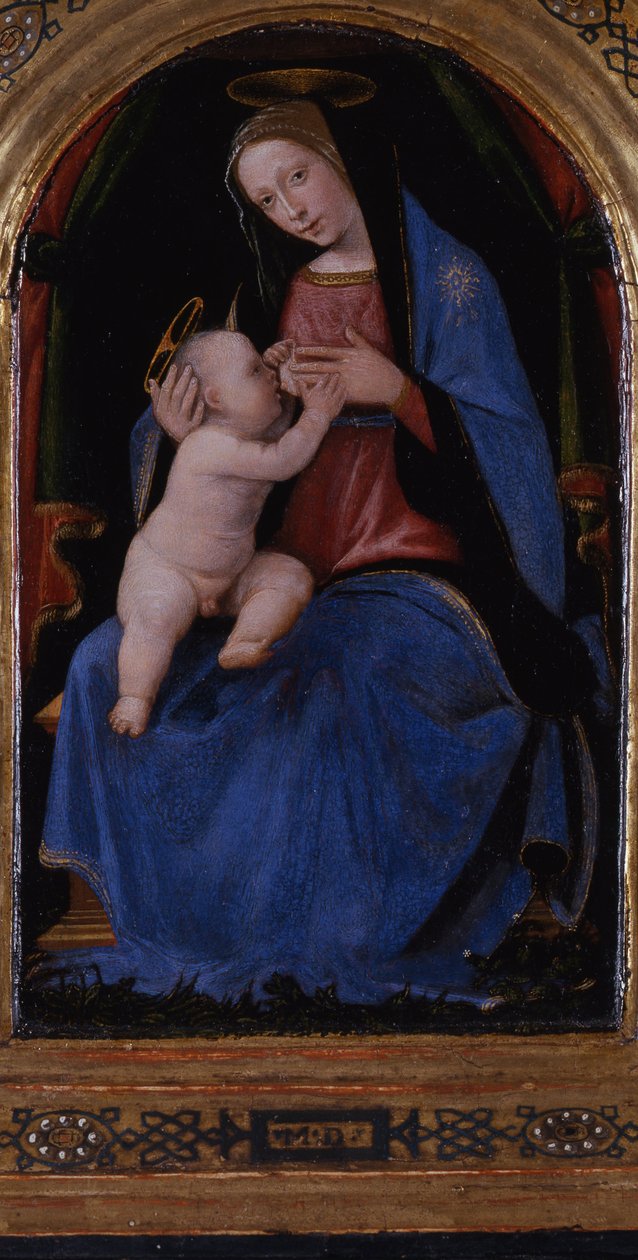 Triptichon, központi panel: Enthroned Maria lactans, 1500 alkotó: Mariotto Albertinelli