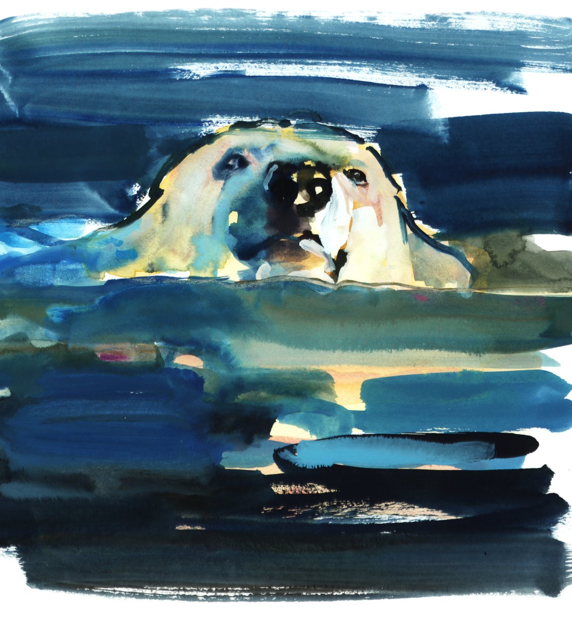 Arctic Swim, 2016, (akvarell, papír) alkotó: Mark Adlington