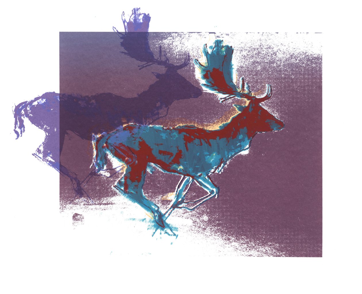 Fallow Bucks (kék piros, lila), 2015, (szitanyomás) alkotó: Mark Adlington
