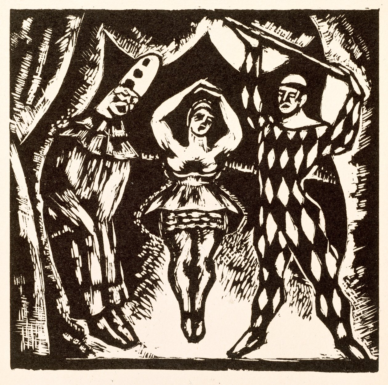 Harlekinád, Roger Fry fametszete alkotó: Mark Gertler