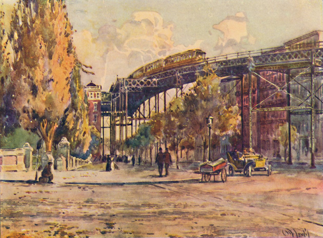 Elevated Railway, New York, 1916 alkotó: Martin Lewis