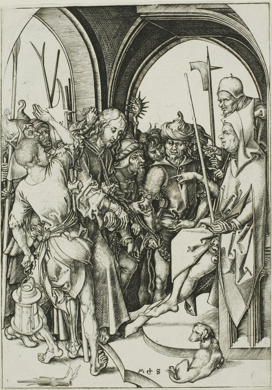 Krisztus Annas előtt alkotó: Martin Schongauer