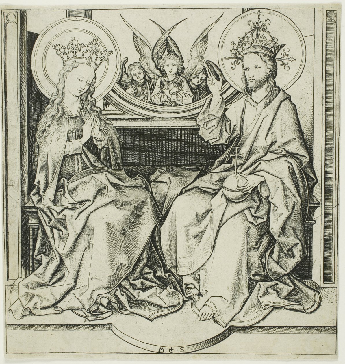 Krisztus áldja a Szűzanyát alkotó: Martin Schongauer