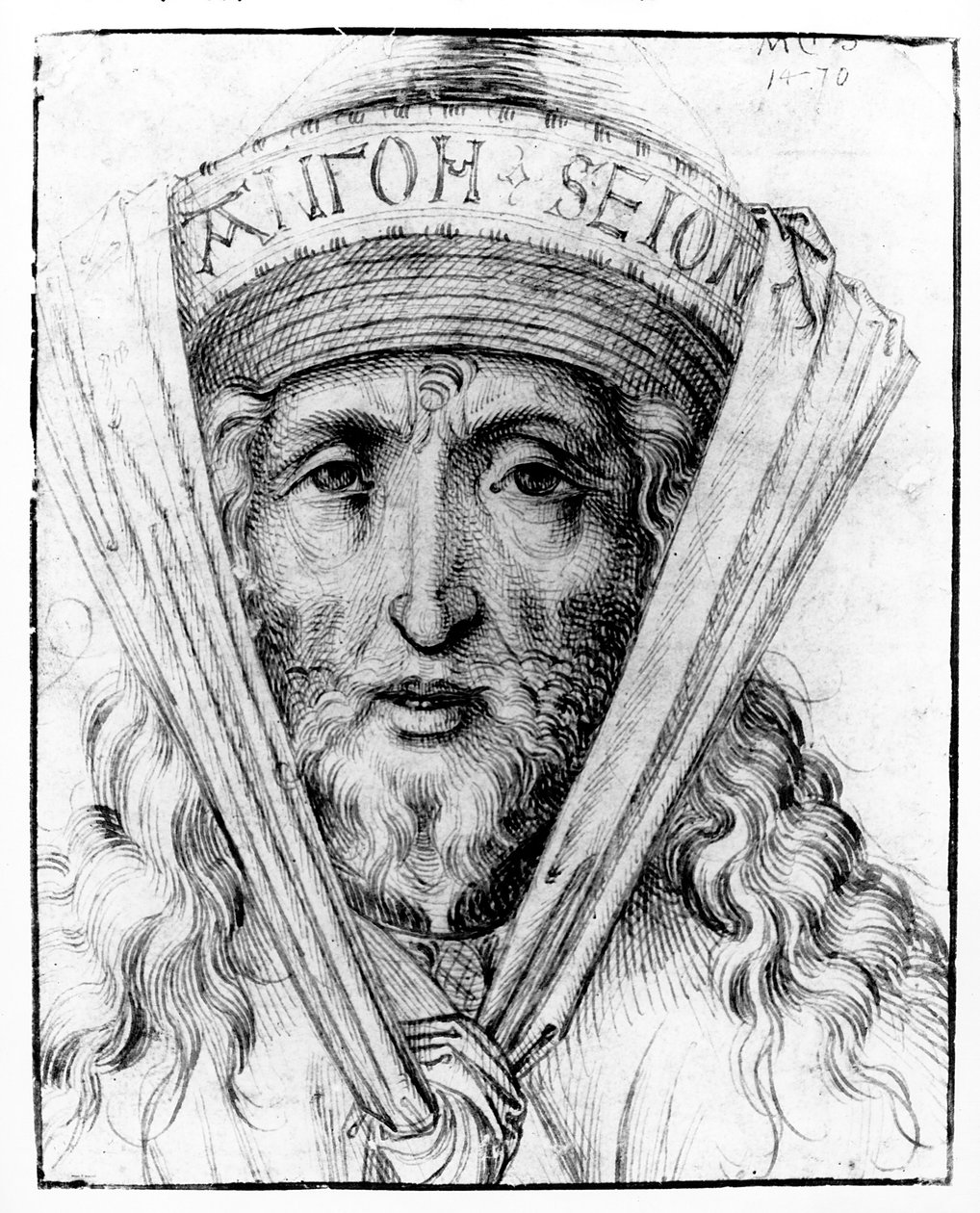 Főpap feje, 1470 körül alkotó: Martin Schongauer