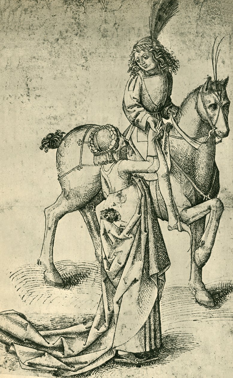 Lovas és nő, c1480, 1943. alkotó: Martin Schongauer