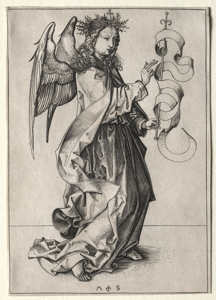Az Angyali üdvözlet angyala. alkotó: Martin Schongauer