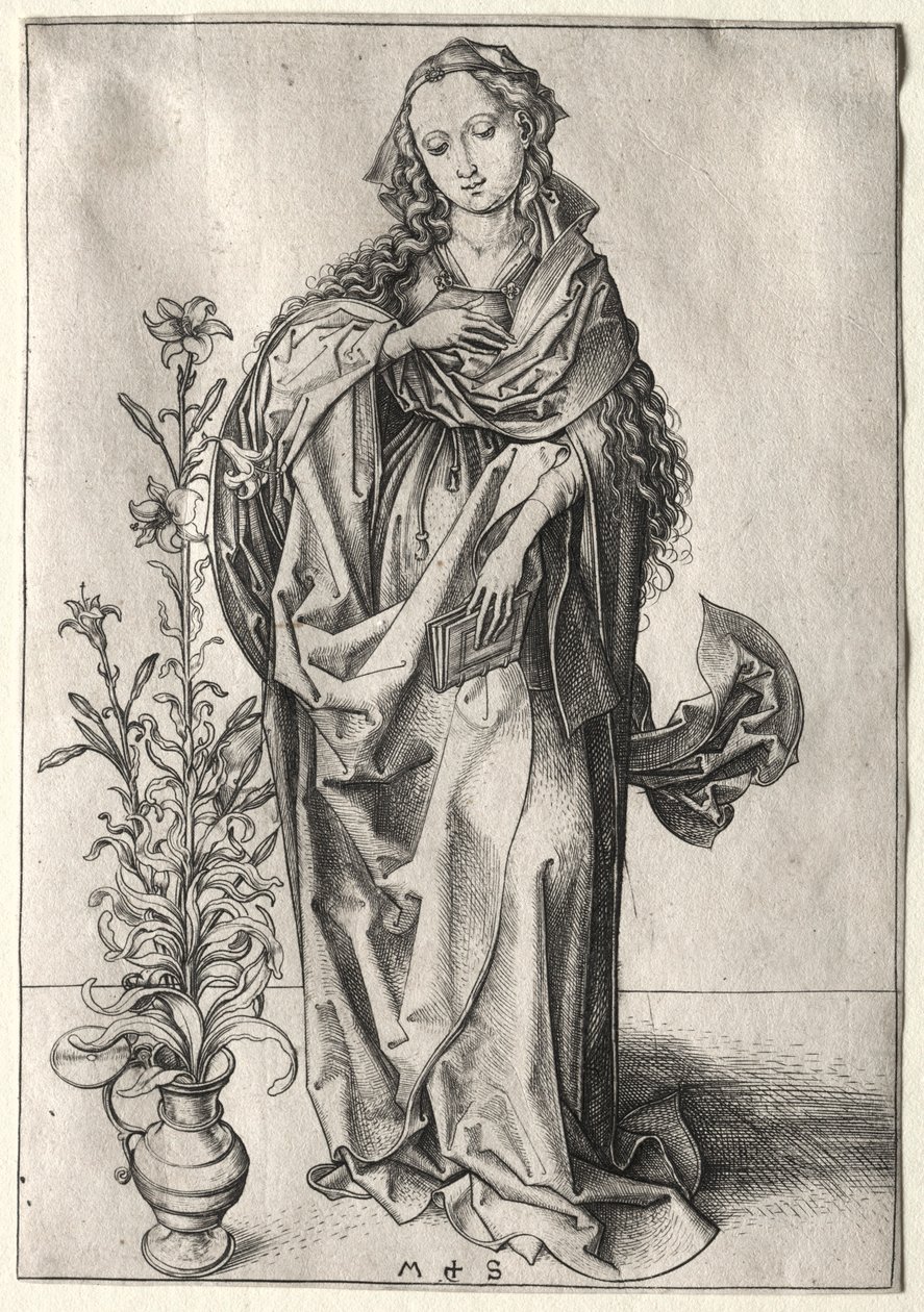 Az Angyali üdvözlet Szűza. alkotó: Martin Schongauer