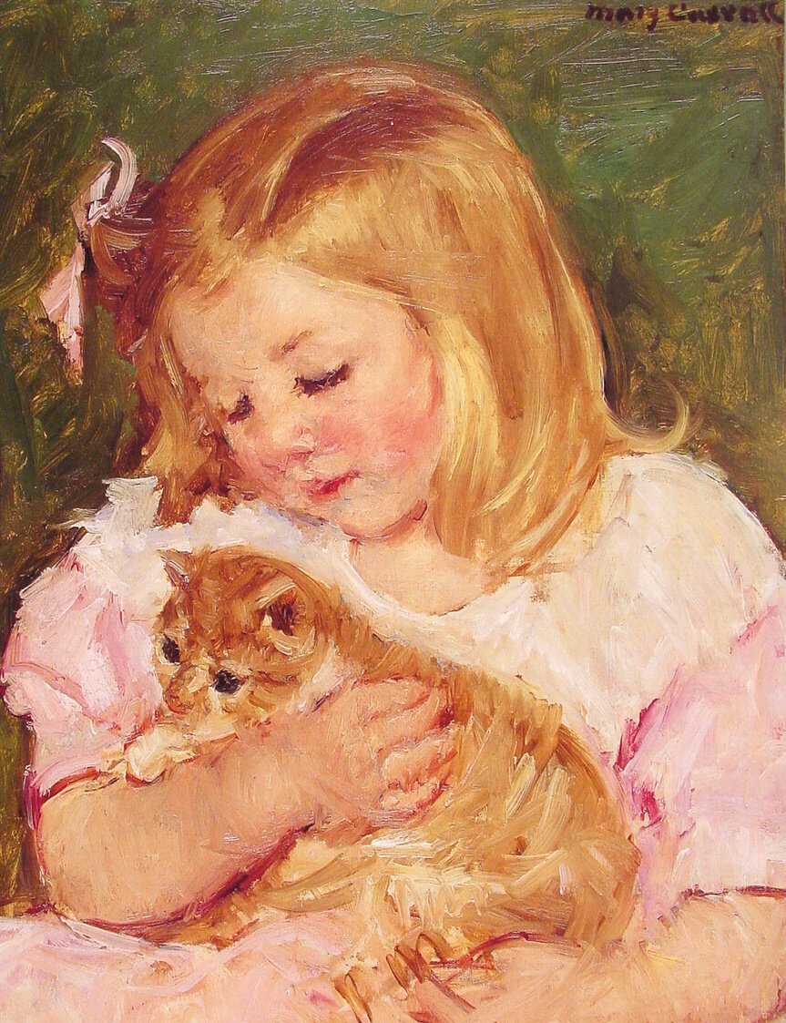 Sara macskát tart alkotó: Mary Cassatt