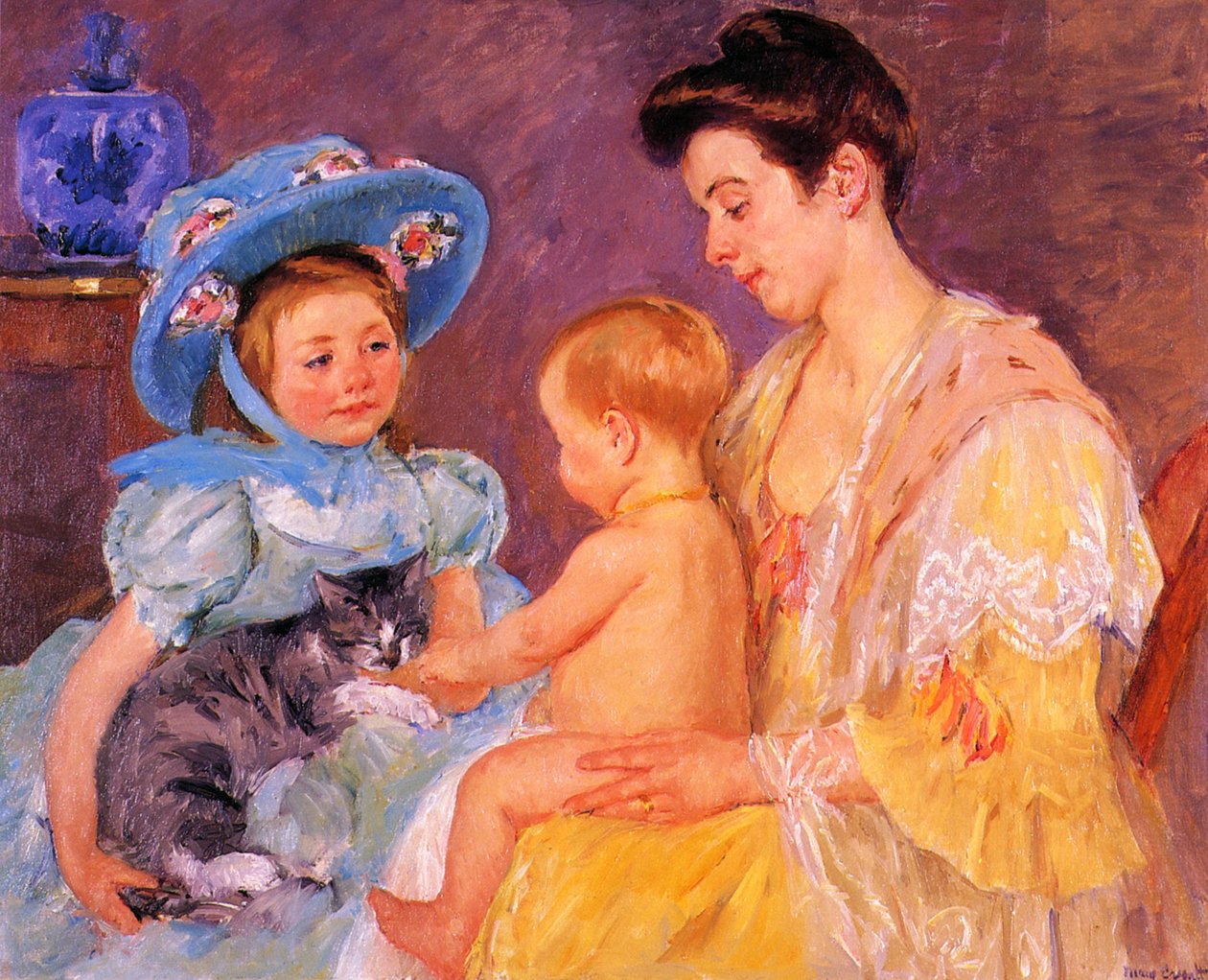 Gyerekek macskával játszanak alkotó: Mary Cassatt