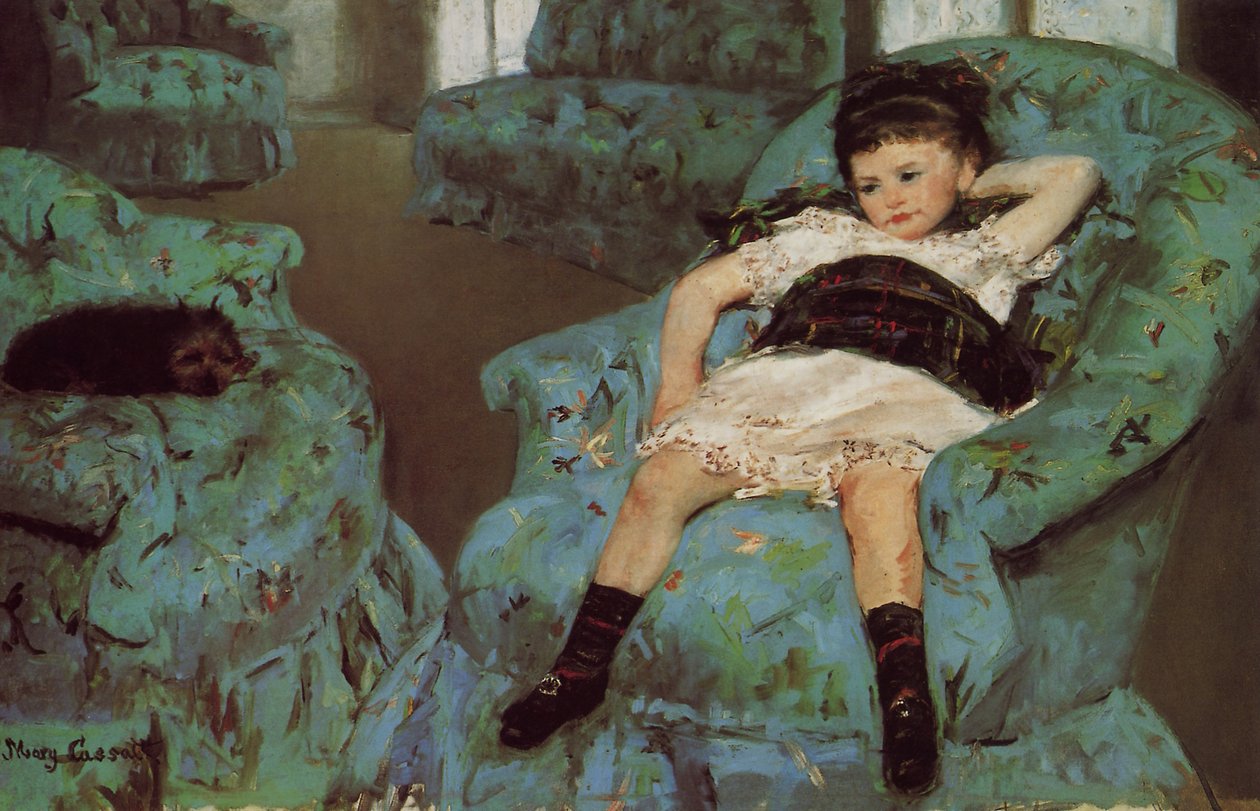 Kislány kék karosszékben alkotó: Mary Cassatt