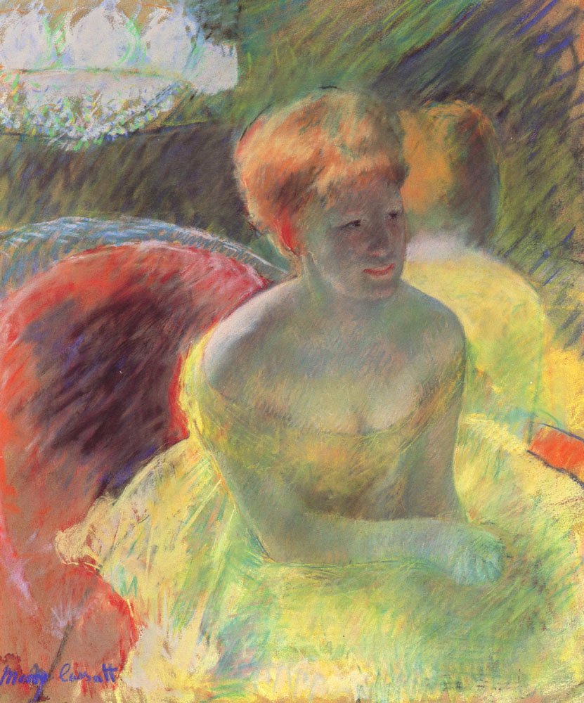 Lydia a karjaira támaszkodva egy színházi dobozban alkotó: Mary Cassatt