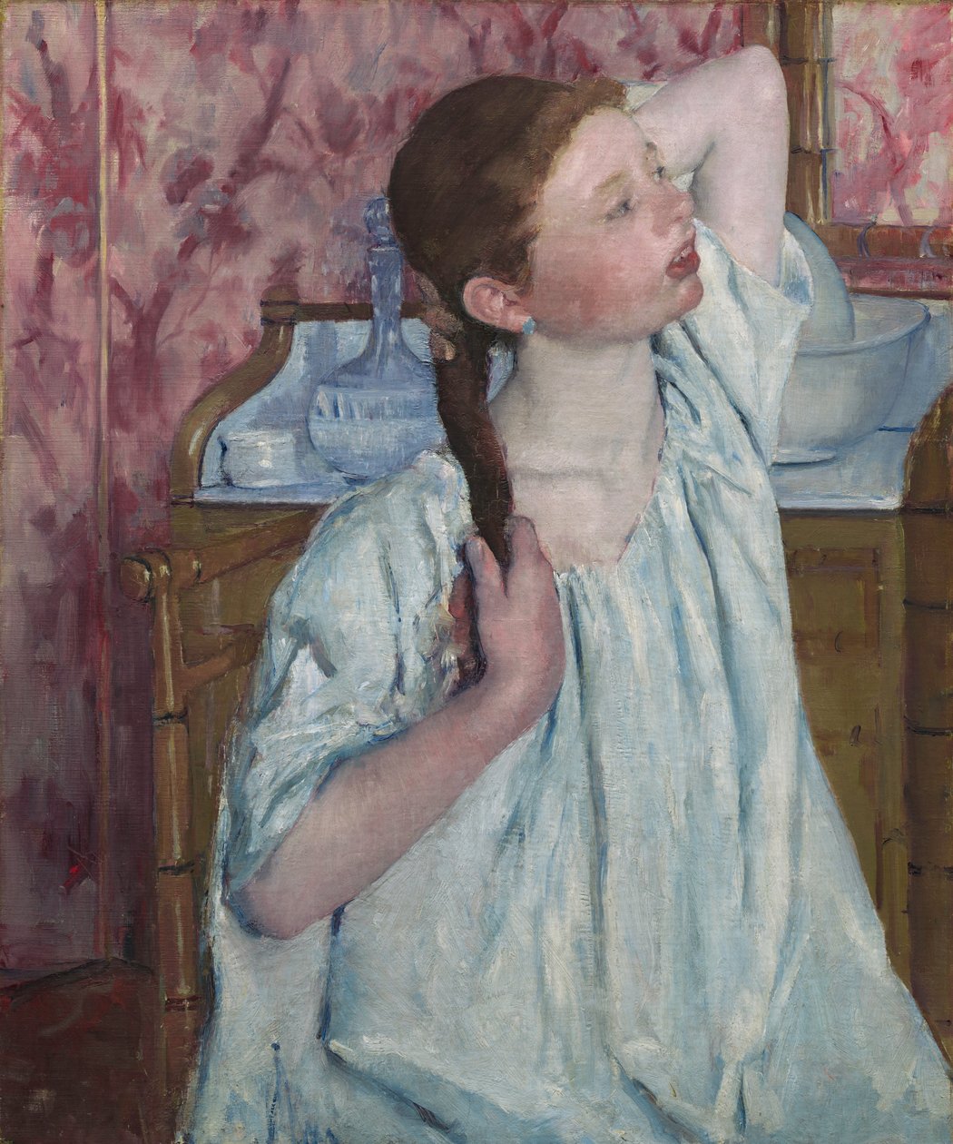 Lány rendezi a haját alkotó: Mary Cassatt