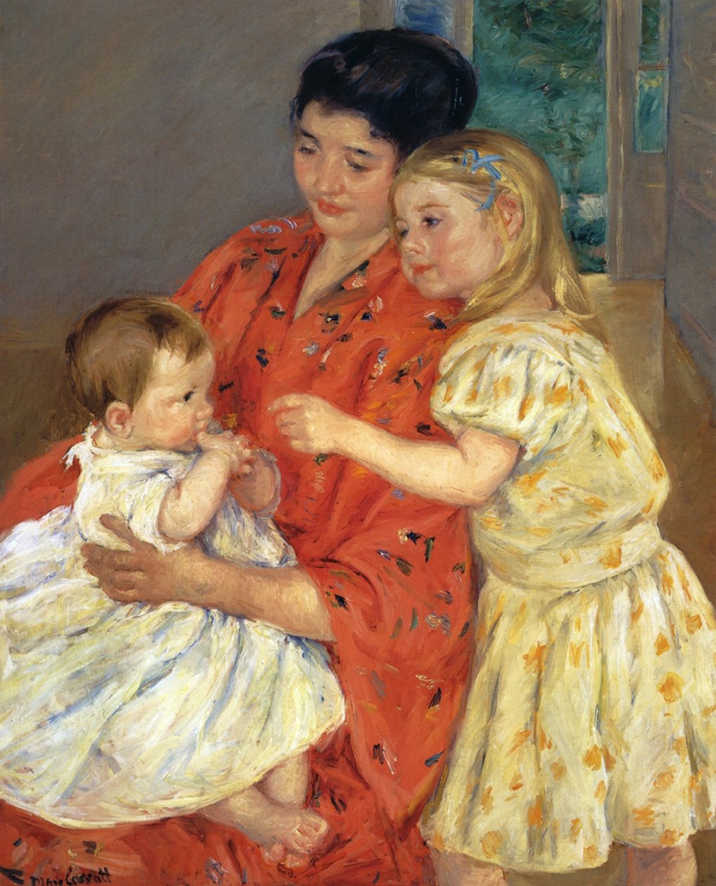 Anya és Sarah a babával, 1901 alkotó: Mary Cassatt
