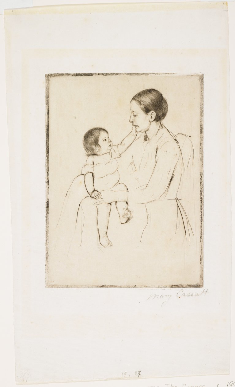 A simogatás c. 1891 alkotó: Mary Cassatt