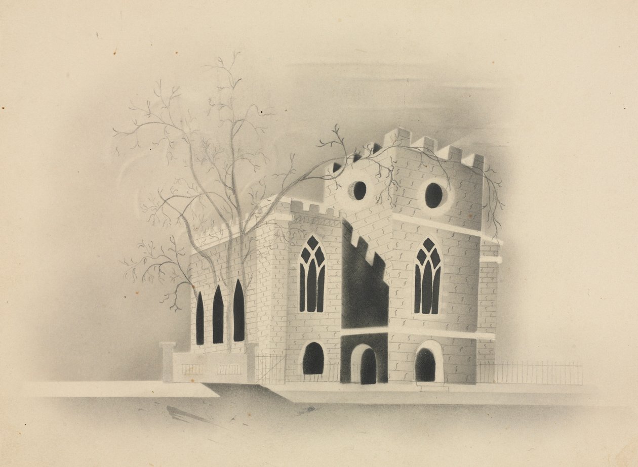 Gótikus templom a Holdfényben, 1840. alkotó: Mary Altha Nims