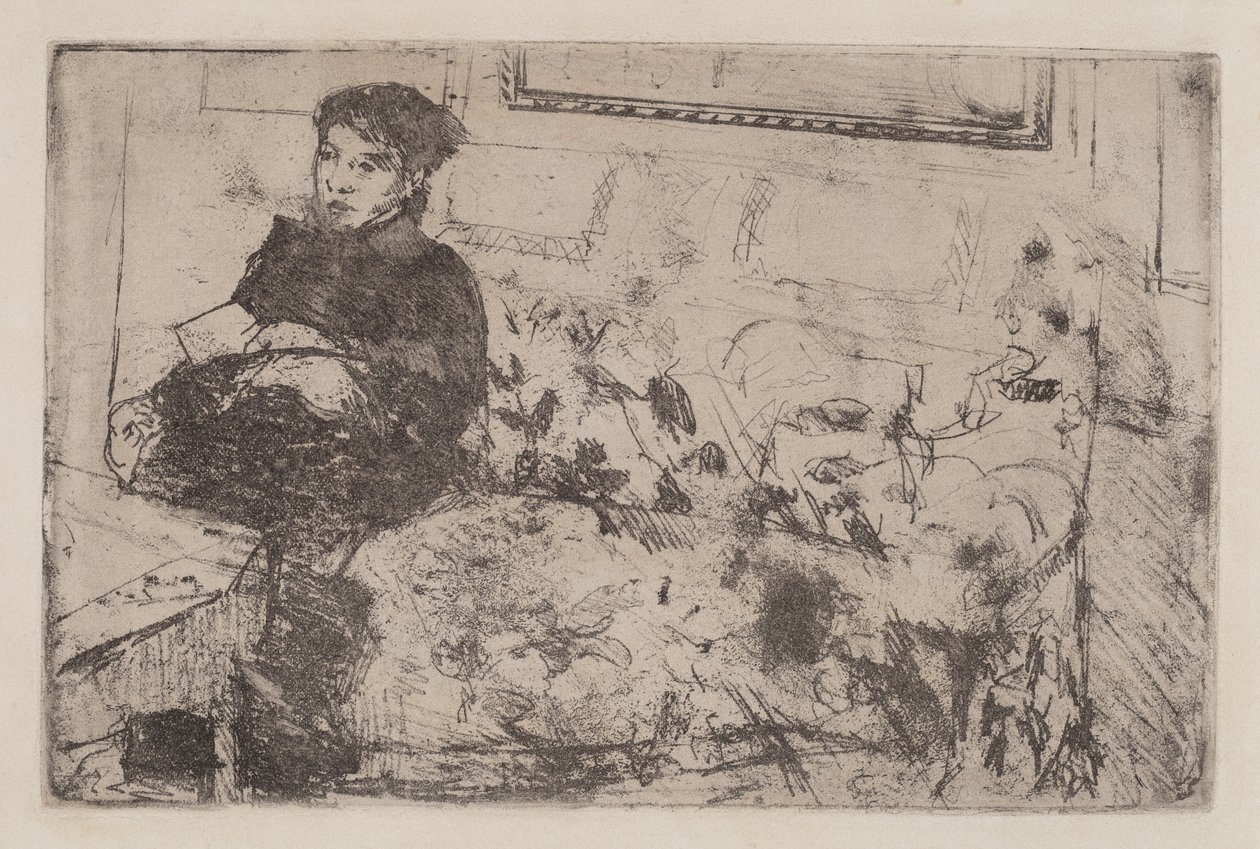 Belső: A kanapén, c. 1883. alkotó: Mary Cassatt