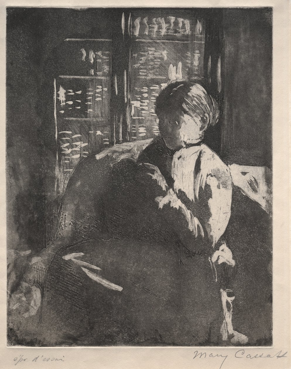 Kötés a könyvtárban alkotó: Mary Cassatt