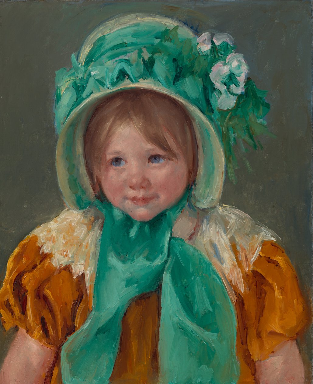 Sara zöld sapkában alkotó: Mary Cassatt