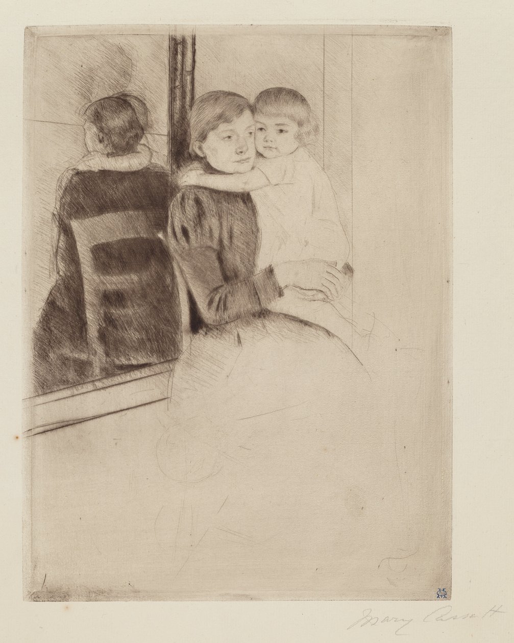 A tükör c. 1891. alkotó: Mary Cassatt