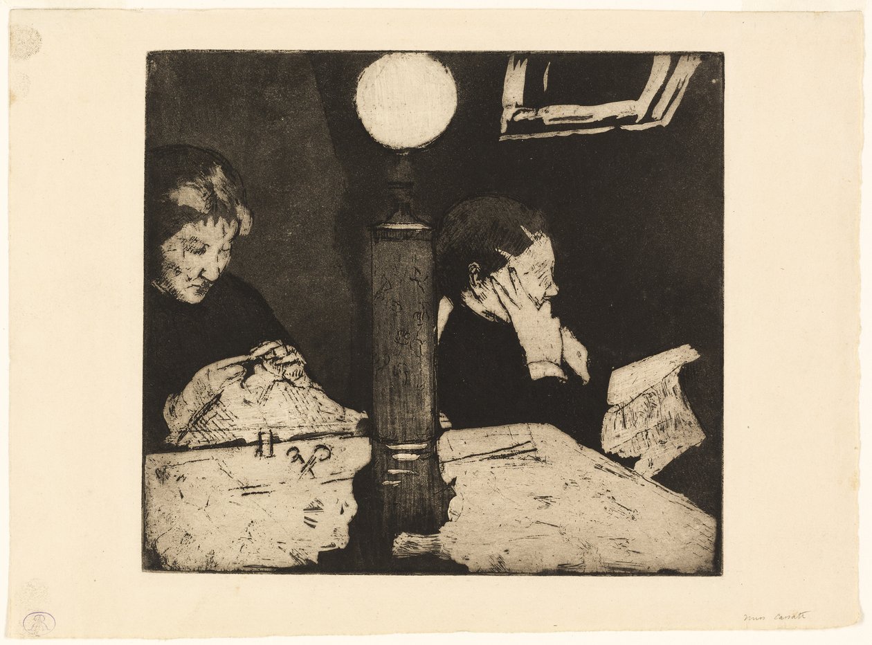 A lámpa alatt, 1882 körül alkotó: Mary Cassatt