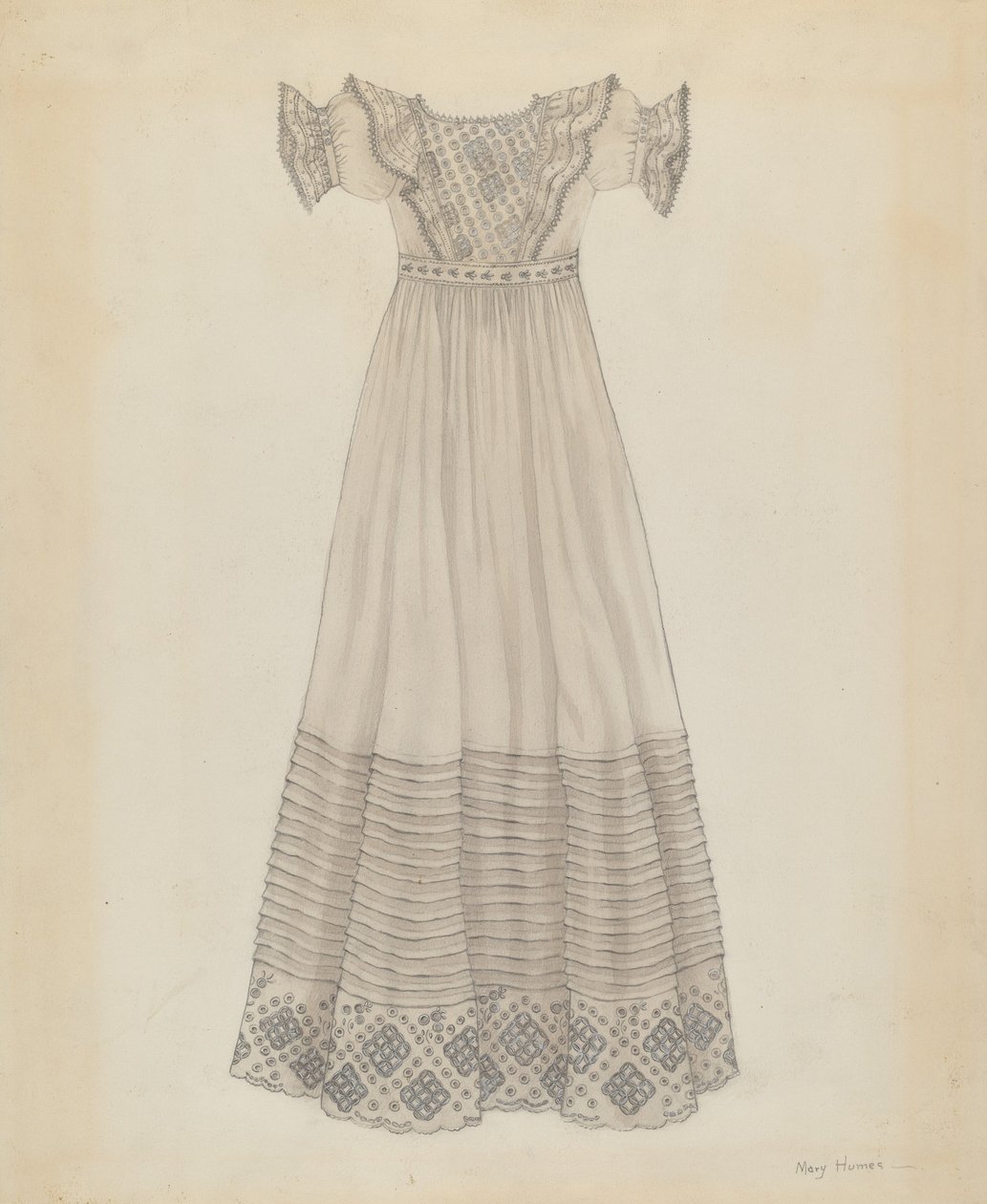 Csecsemőruha, c. 1936. alkotó: Mary E Humes