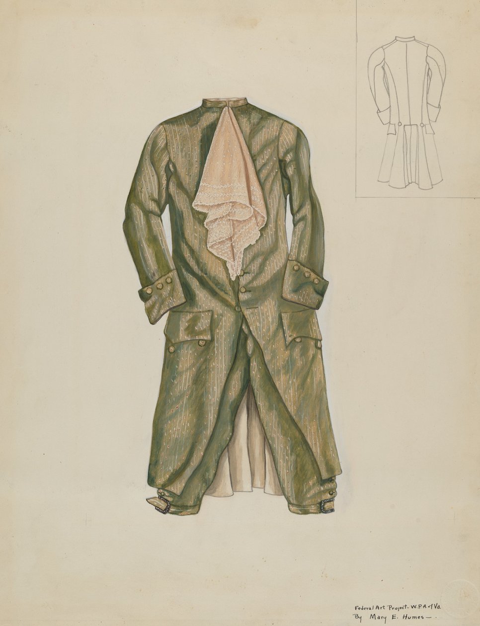 Férfi öltöny, c. 1937. alkotó: Mary E Humes