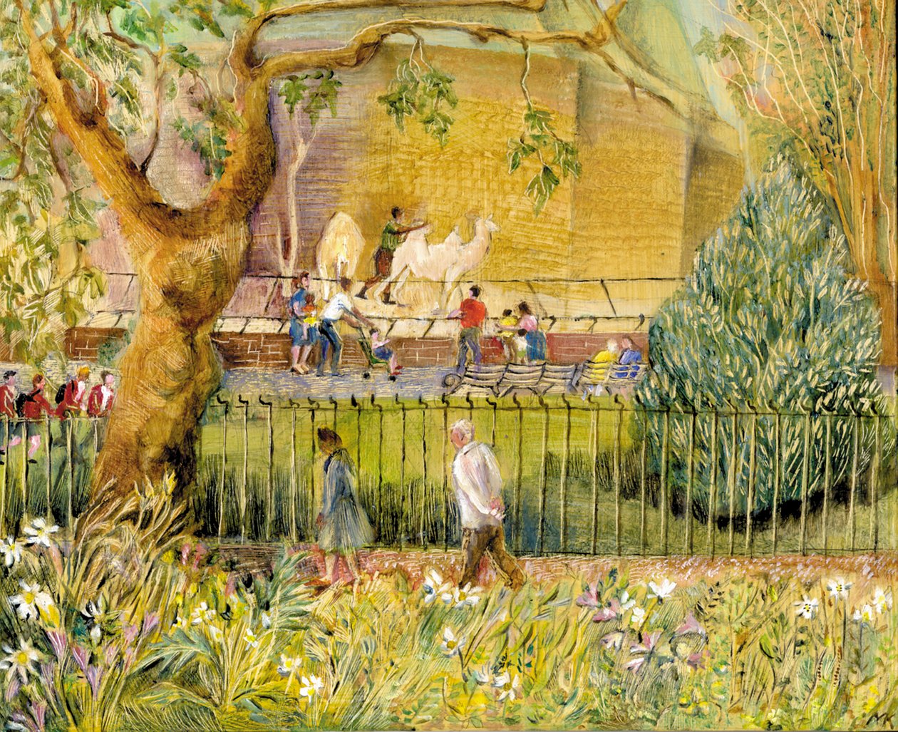 Londoni Állatkert, Camels, 2003 (olaj a fedélzeten) alkotó: Mary Kuper