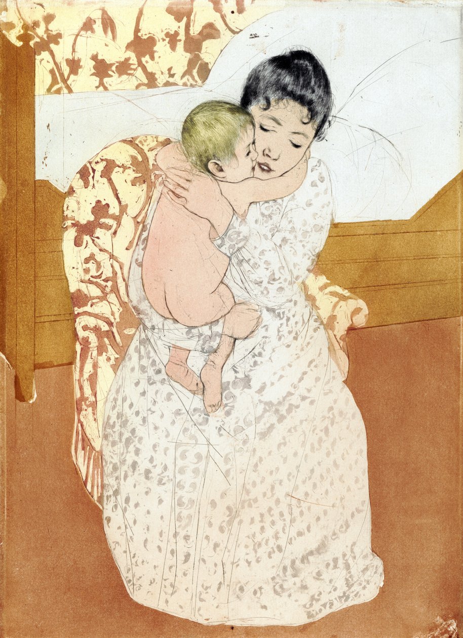 Anyai simogatás 1891; készítette: Mary Cassatt alkotó: Mary Stevenson Cassatt