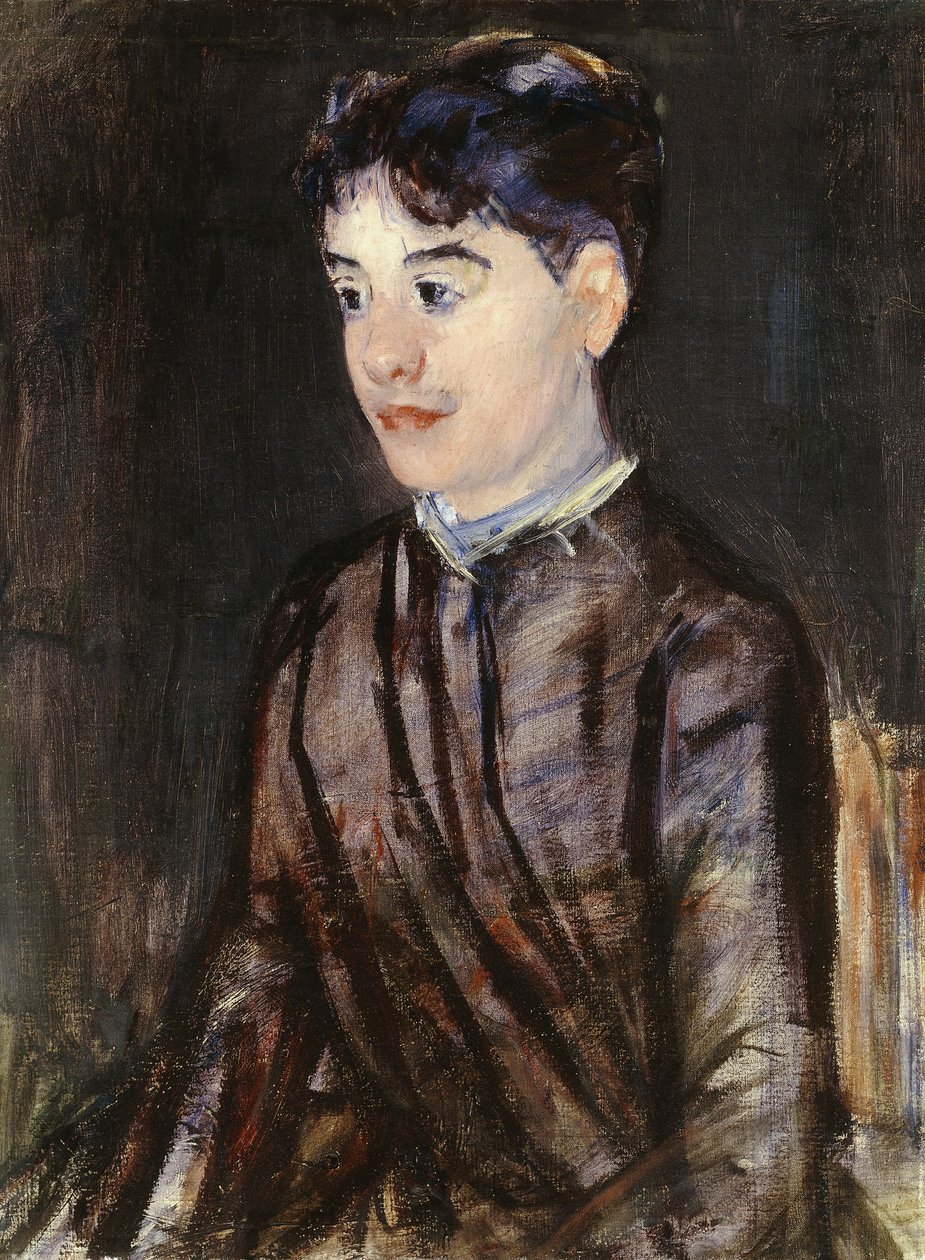 Fekete ruhás fiatal nő, alkotó: Mary Cassatt