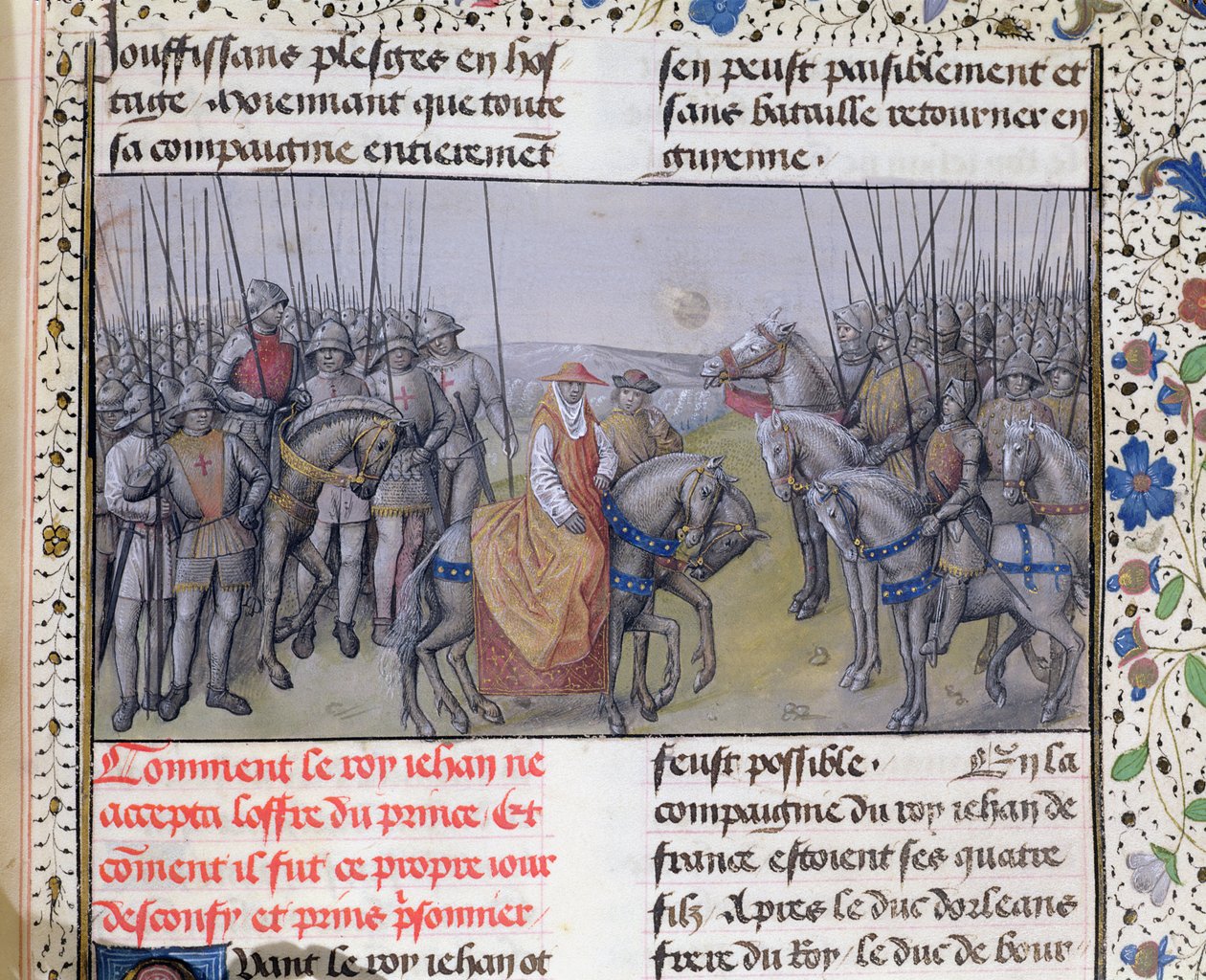Ms 659 f.267 r. II. Jó János angol fogságba esett az 1356-os poitiers-i csatában alkotó: Master of Mary of Burgundy