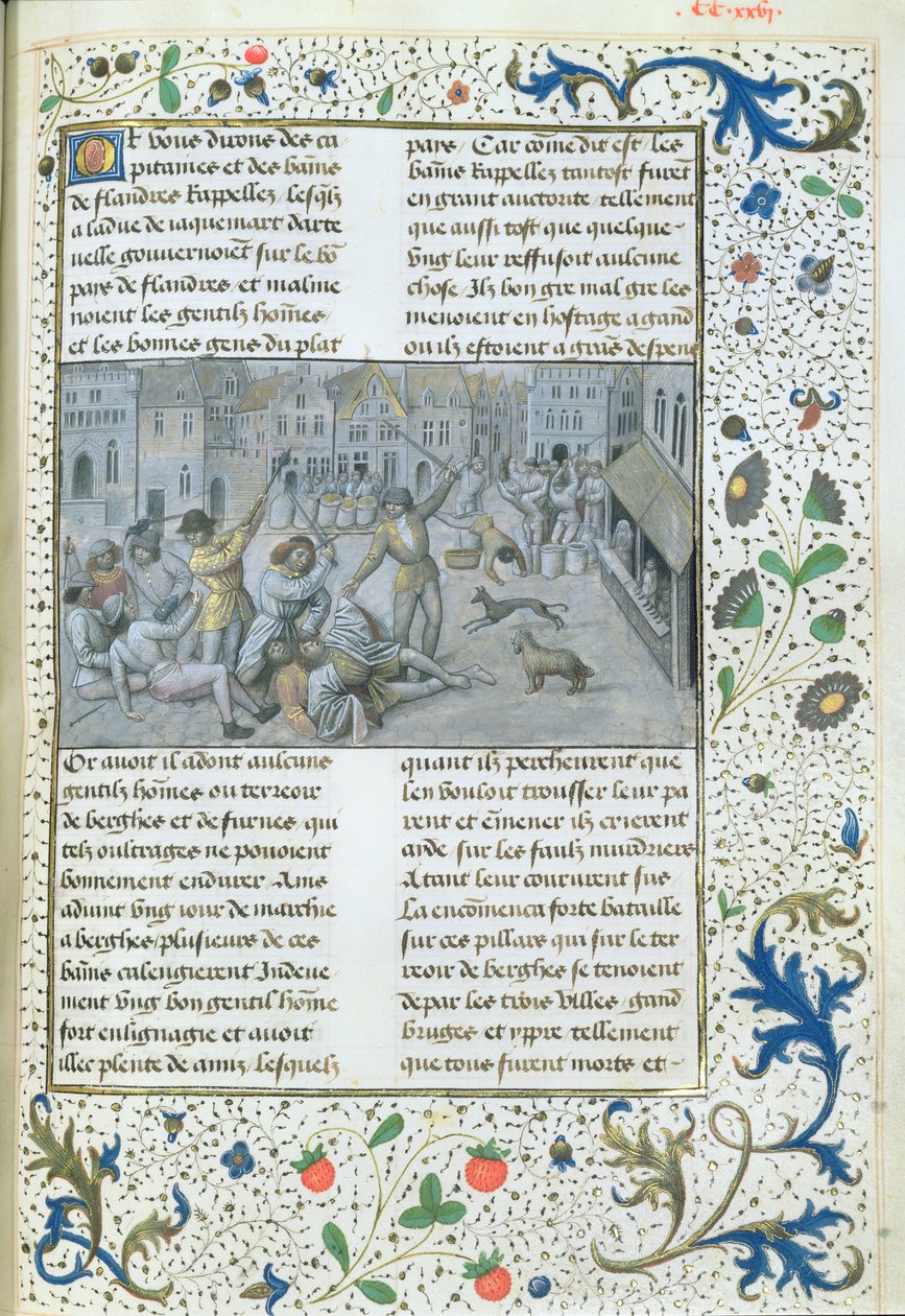 Ms 659 fol.226r Az Artevelde család. Utcai harcok Gentben, 1477 alkotó: Master of Mary of Burgundy