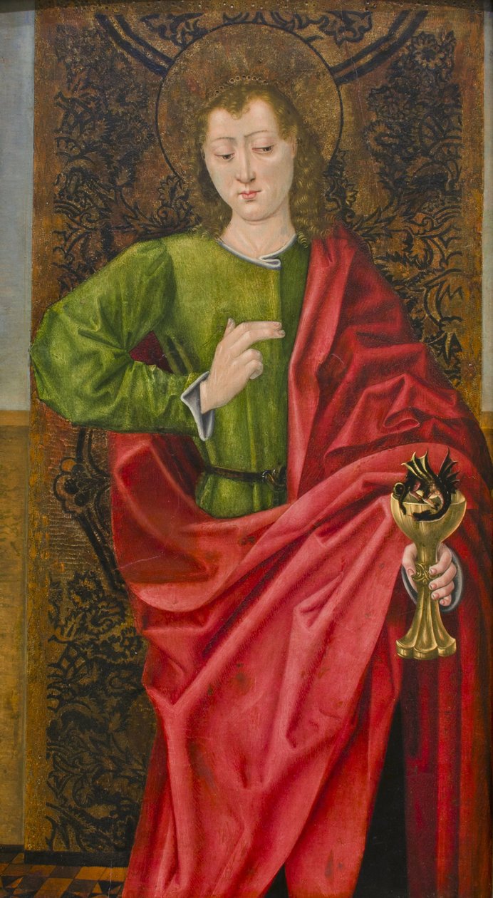 Szent János evangélista és a mérgezett pohár, 1475 körül alkotó: Master of Saint Nicholas