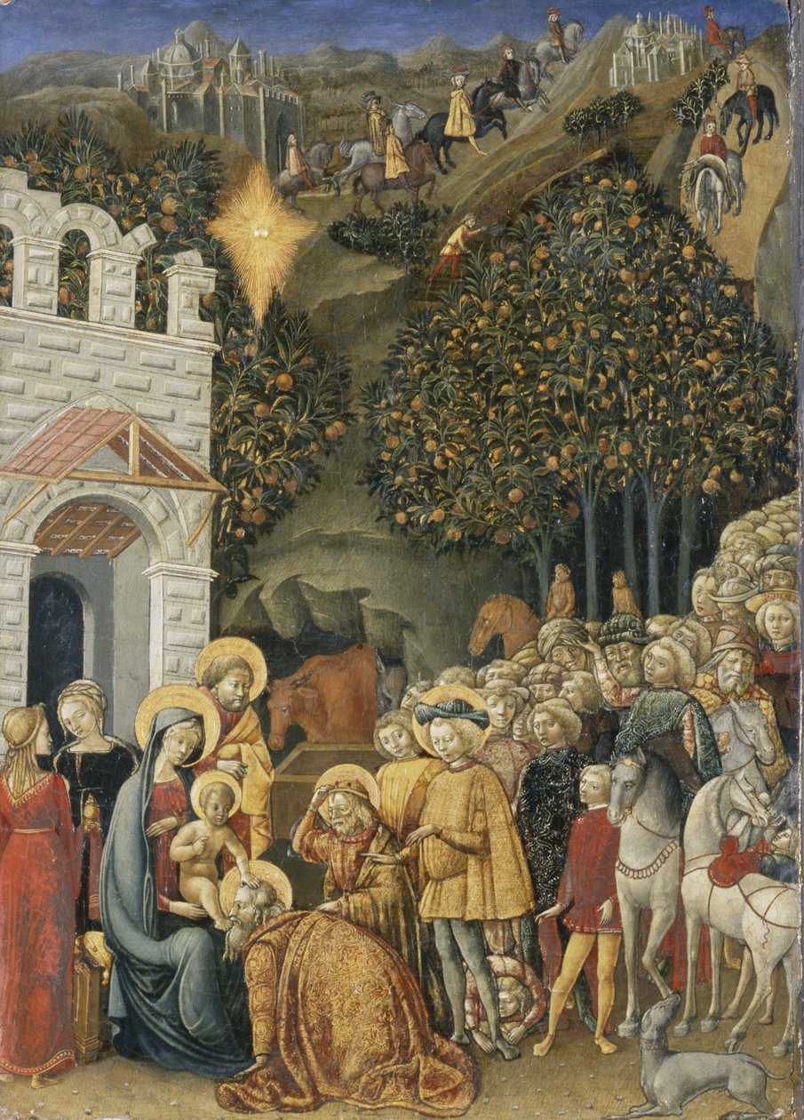 A mágusok imádása, 1475-80 körül (tempera fán) alkotó: Master of Stratonike Master of Stratonike
