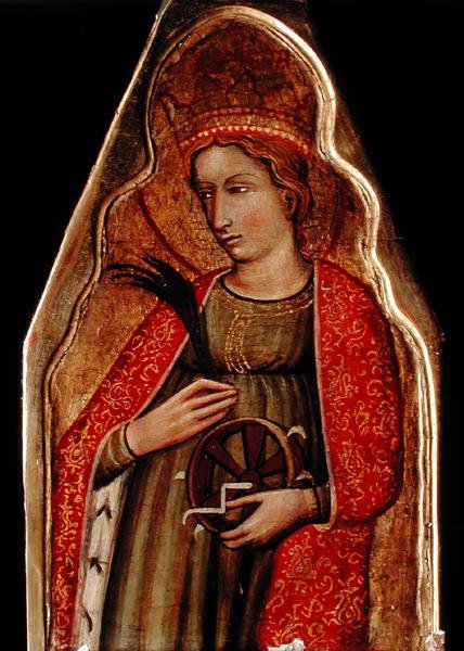 Szent Katalin (olaj, arany csiszolt panel) (lásd még: 215326 és 215328) alkotó: Master of Teplice