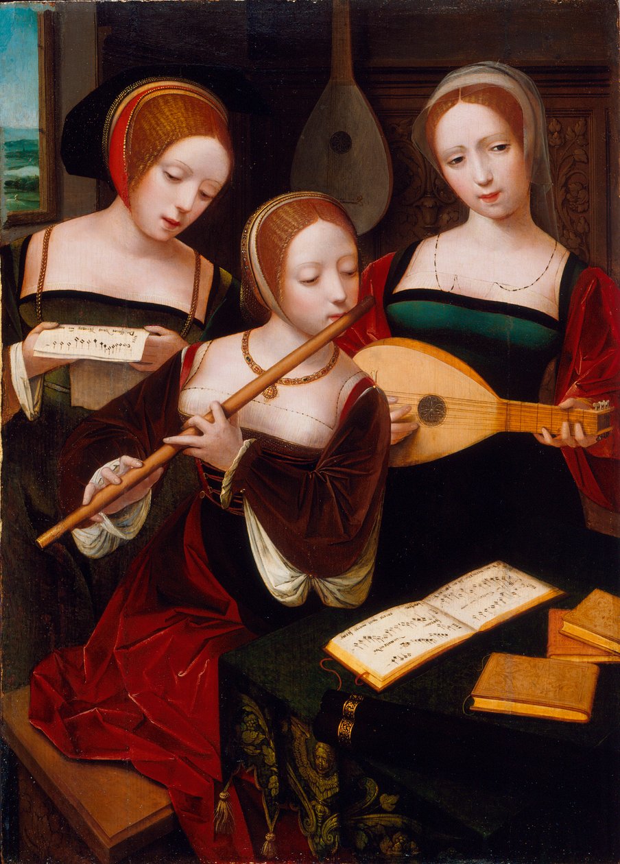 Három zenész, 1530 körül alkotó: Master of the Female Half Lengths