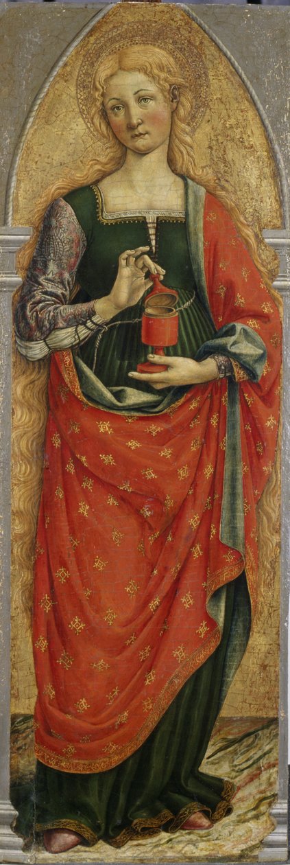 Szent Mária Magdolna, 1480 körül (tempera nyárfán) alkotó: Master of the Gardner Annunciation Master of the Gardner Annunciation