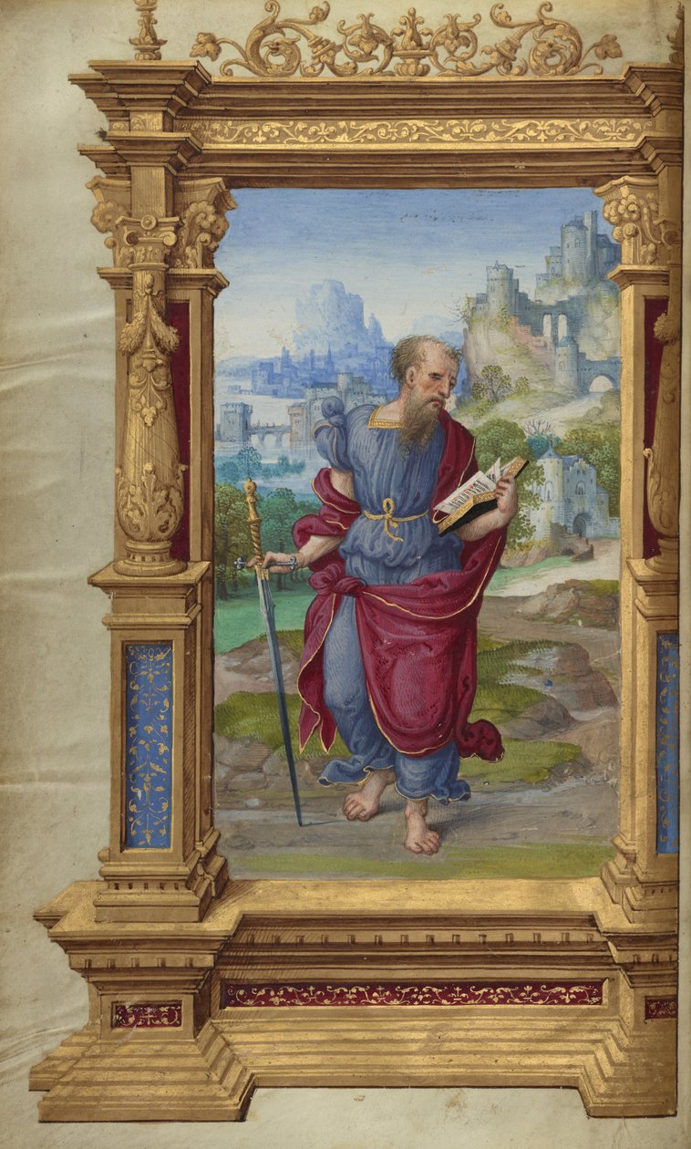 Szent Pál a Getty-levelekből, 1528-30 körül (tempera színek és aranyfesték pergamenen) alkotó: Master of the Getty Epistles