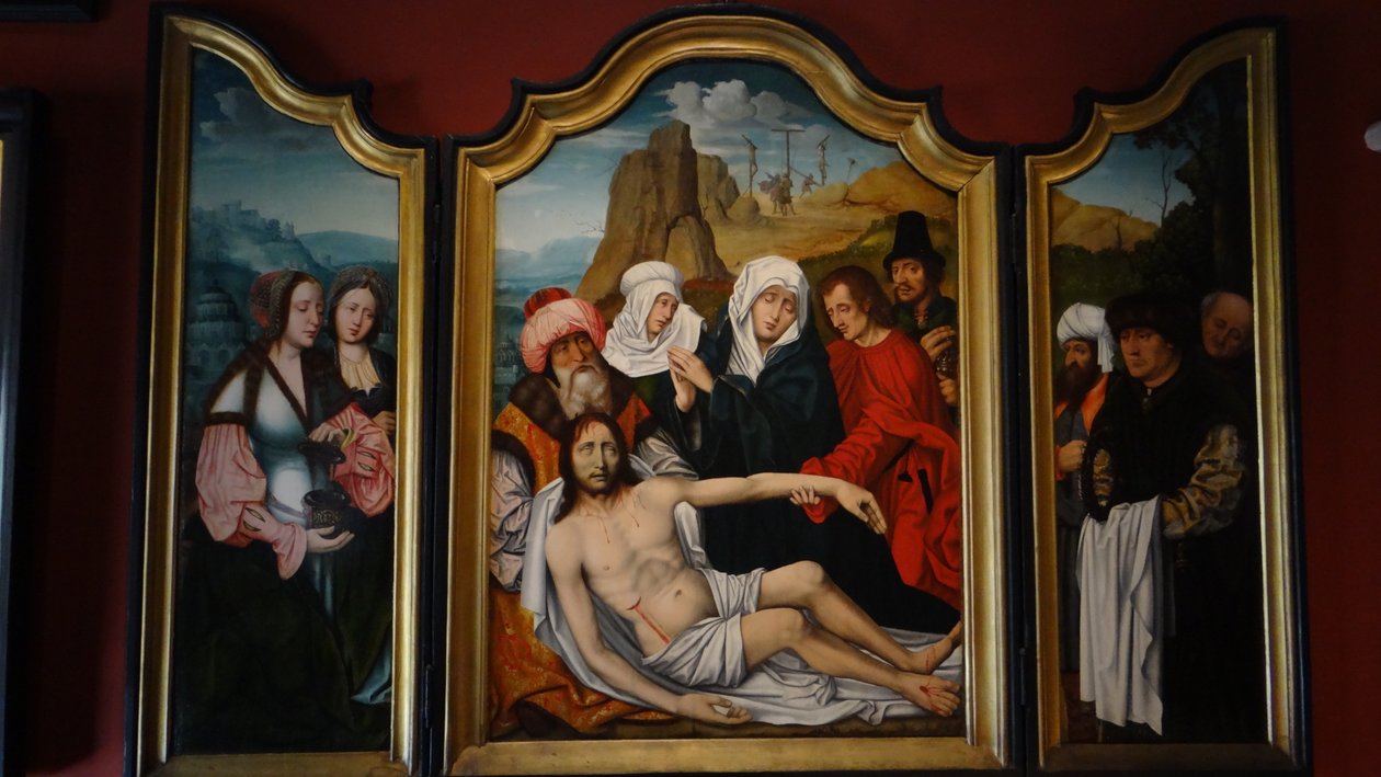 A keresztre feszítés triptichonja alkotó: Master of the Holy Blood