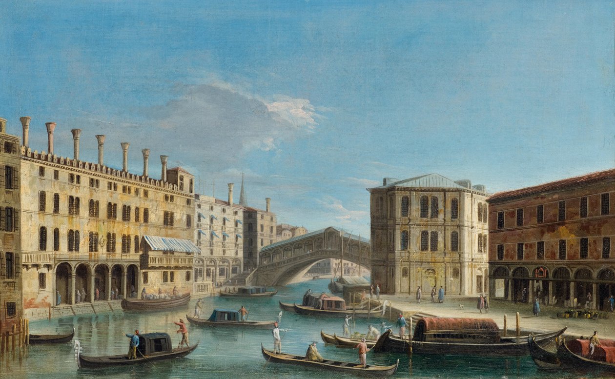Canal Grande, kilátással a Rialto-hídra alkotó: Master of the Langmatt Foundation Views
