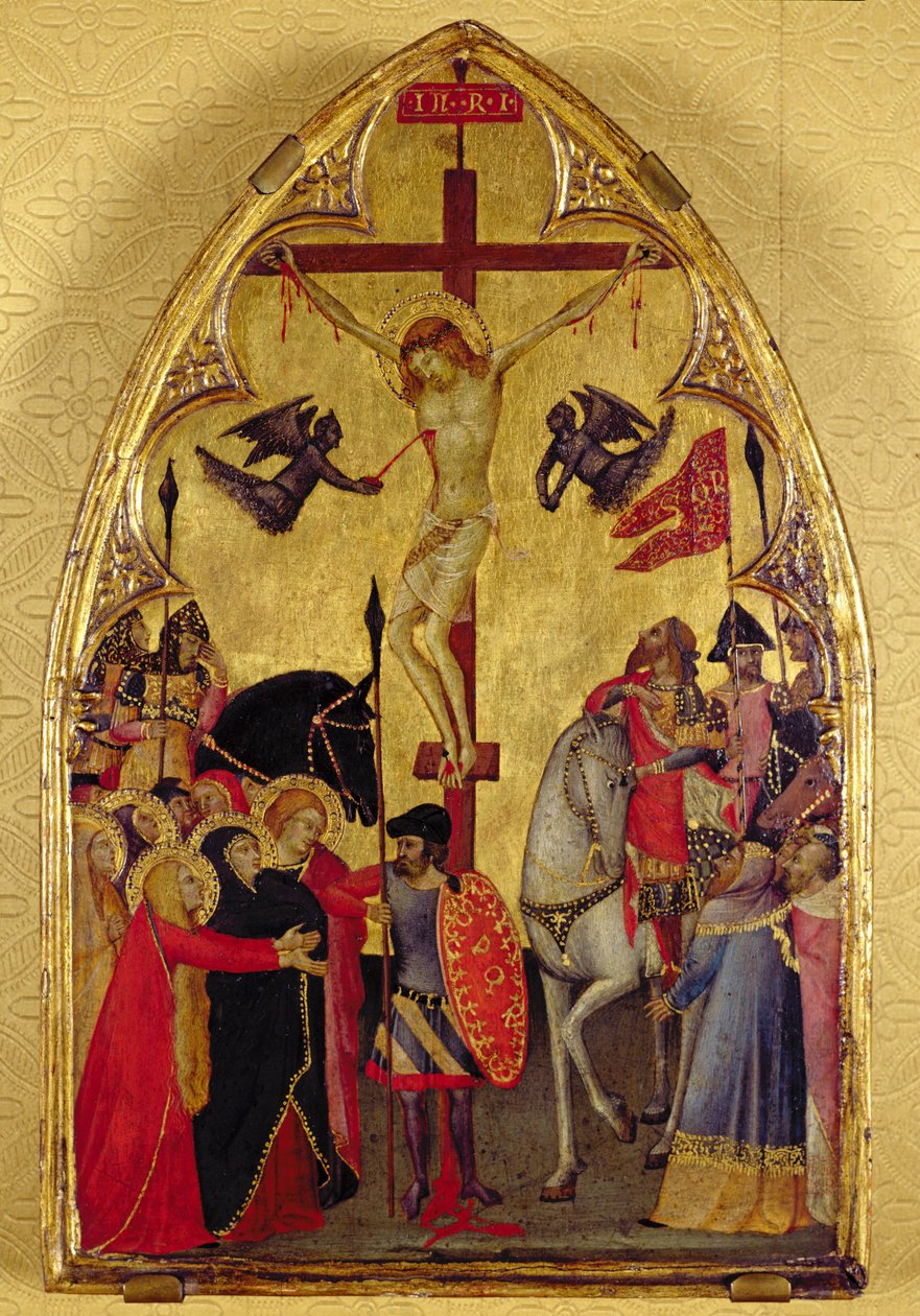 A keresztre feszítés (arany és tempera a panelen) alkotó: Master of the Pieta