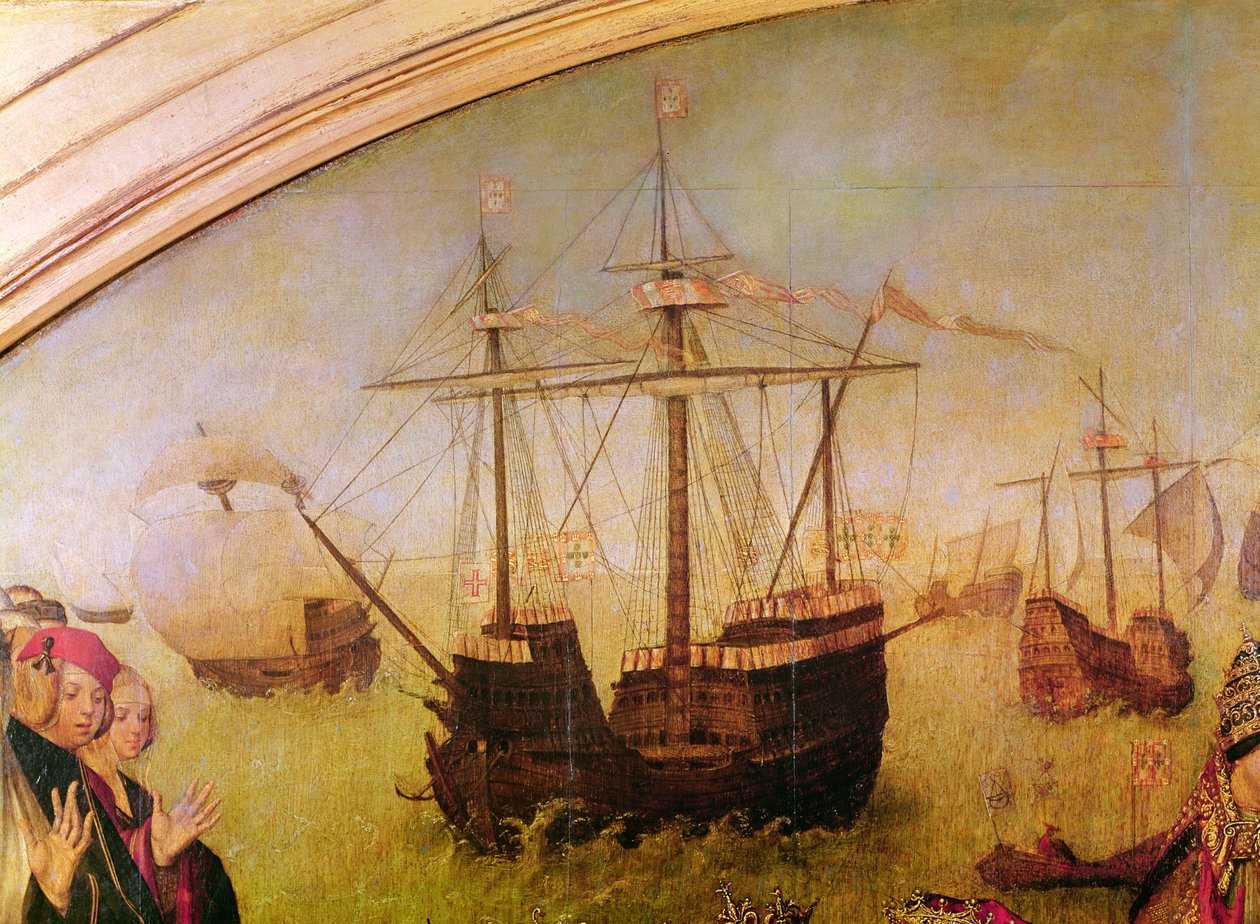 St. Auta Altapice, galleon részlete a központi panelről, 1520 körül alkotó: Master of the St. Auta Altarpiece