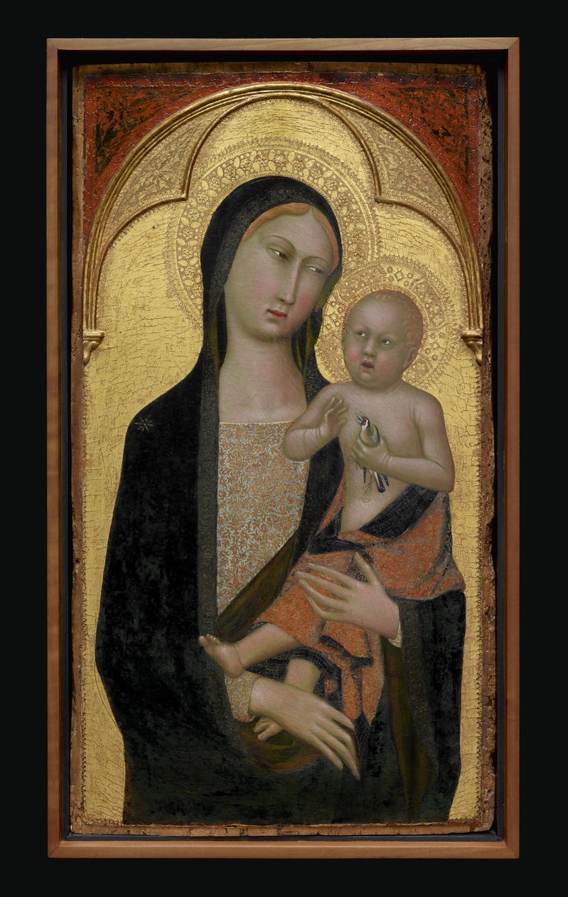 Szűz és gyermek, 1340-50 körül (tempera és aranylevél fán) alkotó: Master of the Straus Madonna