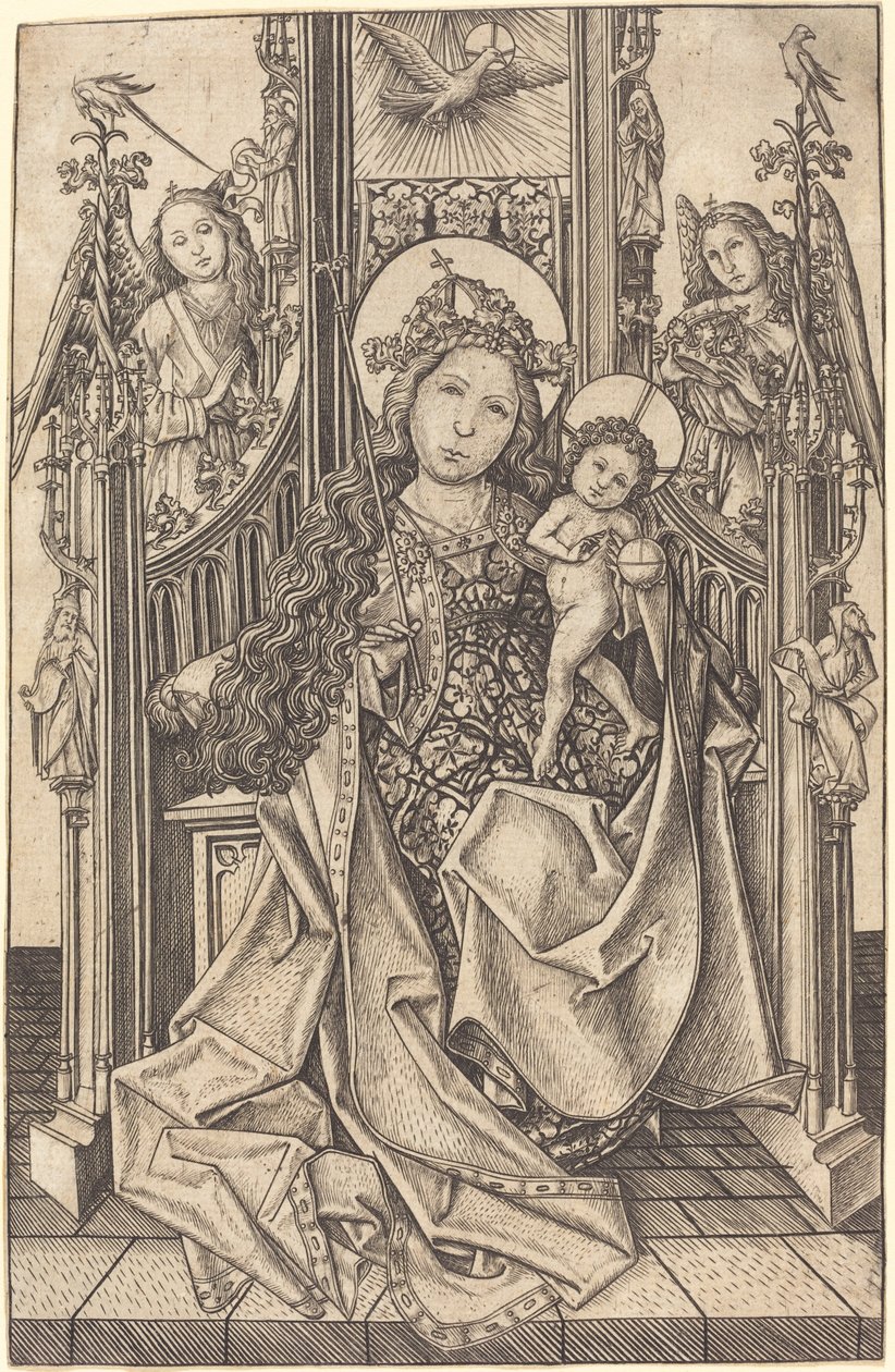 Madonna és gyermek trónolt alkotó: Master E.S.